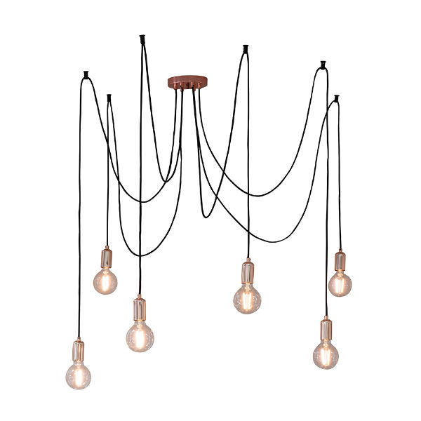 Studio 6 Light E27 Pendant - Copper