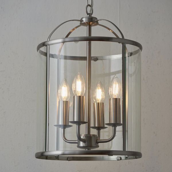 Lambeth 4 Light E27 Pendant - Satin Nickel