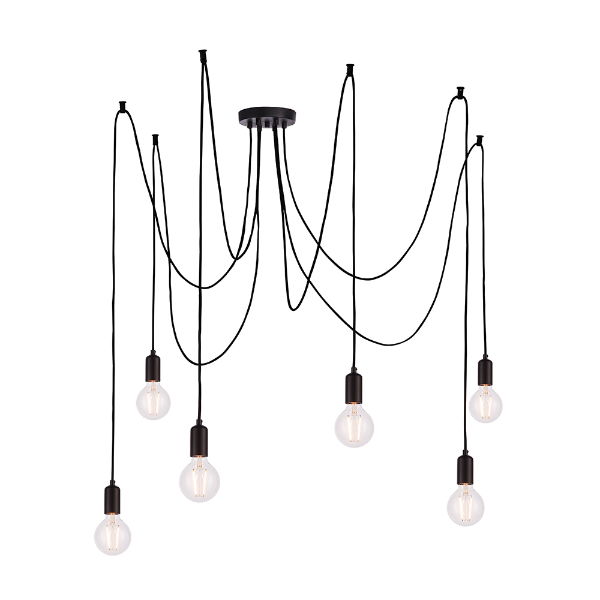 Studio 6 Light E27 Pendant - Black