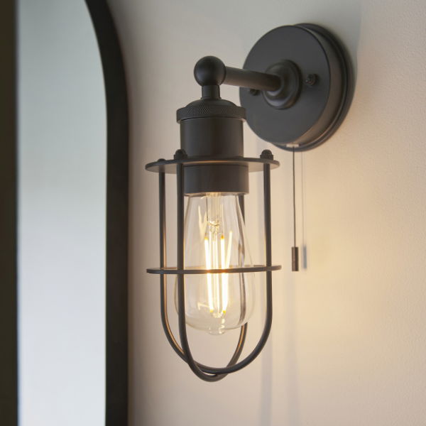 Black Caged Wall Light E27 (Excluding Lamp)